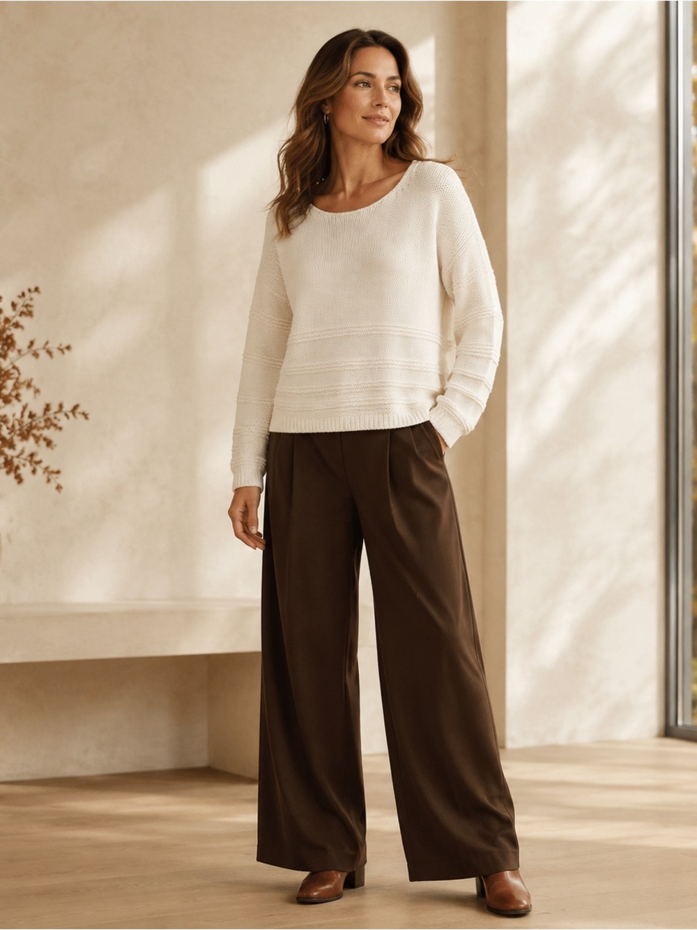 WHITE LABEL The WHITE COMPANY Organic Cotton Knit Sweater SZ M